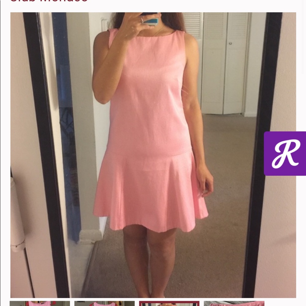 Club Monaco Pink Drop Waist Ribbed Dress Sz 6